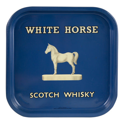 White Horse Dark Blue Serving Tray 1950s