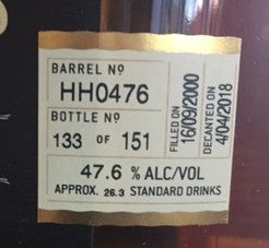 Sullivans Cove American Oak 17 Years HH0476 Tasmanian Single Malt Whisky 2018