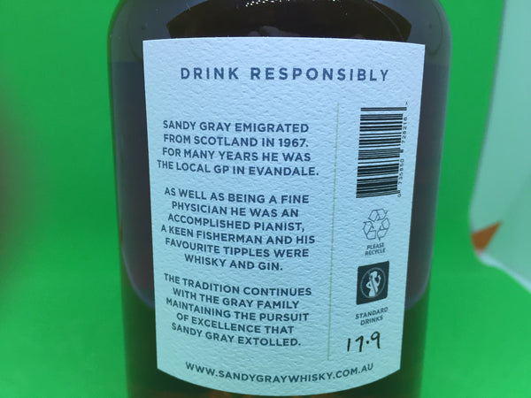 Sandy Gray Tasmanian Single Malt Whisky First Release