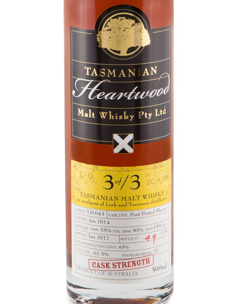 Heartwood 3 of /3 Cask Strength Tasmanian Vatted Malt Whisky - Historic