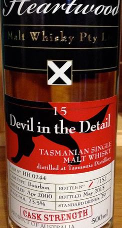 Heartwood Devil in the Detail Single Cask 15 Year Old Tasmanian Malt Whisky