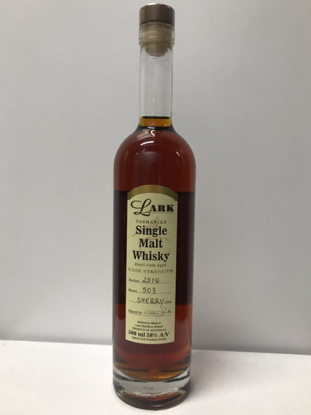 Lark Small Cask Aged Sherry Cask Strength 2014 Release Barrel No 503 Tasmanian Single Malt Whisky - Historic