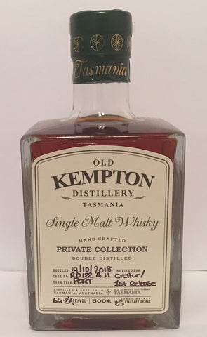 Old Kempton Private Collection Cask No RD 122 First Release ex-Port Cask Strength Tasmanian Single Malt Whisky Special Bottling #5 by MyWhiskyJourneys - Current