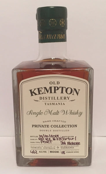 Old Kempton Private Collection Cask No RD 122 First Release ex-Port Cask Matured Tasmanian Single Malt Whisky Special Bottling #4 by MyWhiskyJourneys - Current