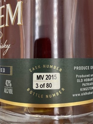 Overeem 2015 Sherry Cask Matured 43% Malt Vault Release Tasmanian Single Malt Whisky