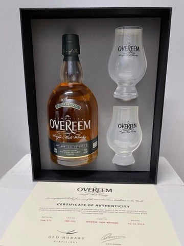 Overeem Bourbon Cask Matured 43% First Release Tasmanian Single Malt Whisky Presentation with 2 Glasses OHD-055