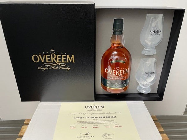Overeem Bourbon Cask Matured 43% First Release Tasmanian Single Malt Whisky Presentation with 2 Glasses OHD-055