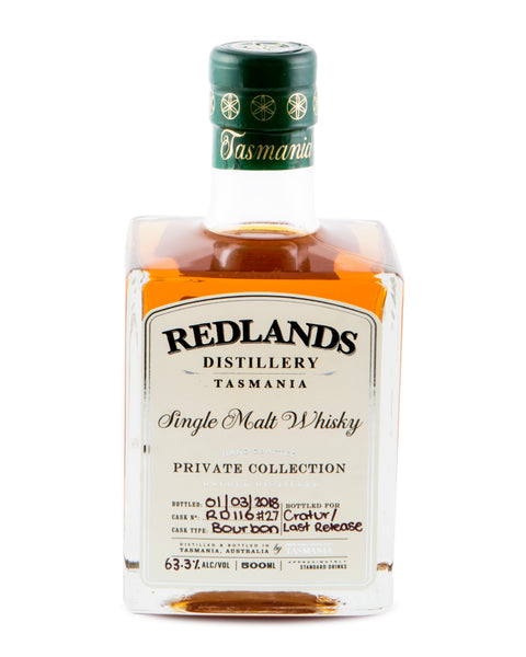 Redlands ex-Bourbon Private Collection Cask No RD 116 Last Release Cask Strength Tasmanian Single Malt Whisky Special Bottling #1 by MyWhiskyJourneys - Historic