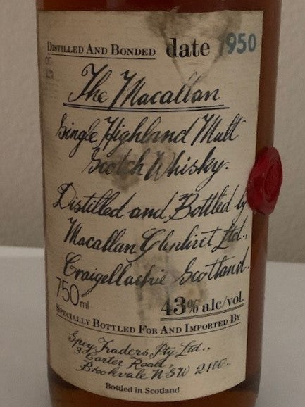 Macallan 1950 30 Years Old 43% Spey Traders Pty. Ltd.
