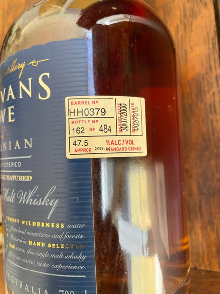 Sullivans Cove French Oak Cask Matured Tasmanian Single Malt Whisky bottled 2015