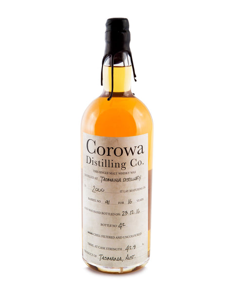 Sullivans Cove 16 Year Old (Barrel #91 bottled by Corowa Distillery) Cask Strength Tasmanian Single Malt Whisky - Historic
