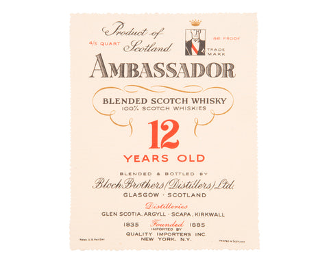 Ambassador 12 Years Old Label
